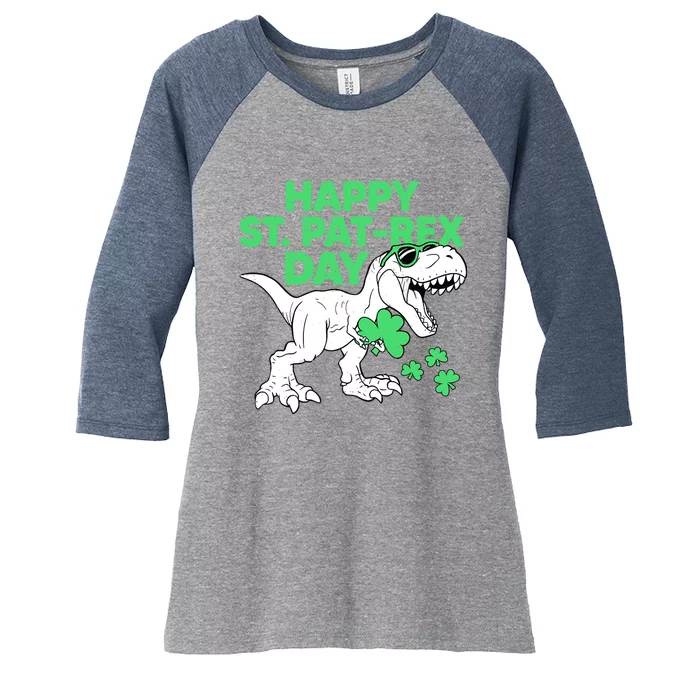 Happy St Pat Rex Day St Patricks Dinosaur Boy Women's Tri-Blend 3/4-Sleeve Raglan Shirt