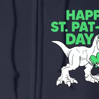 Happy St Pat Rex Day St Patricks Dinosaur Boy Full Zip Hoodie