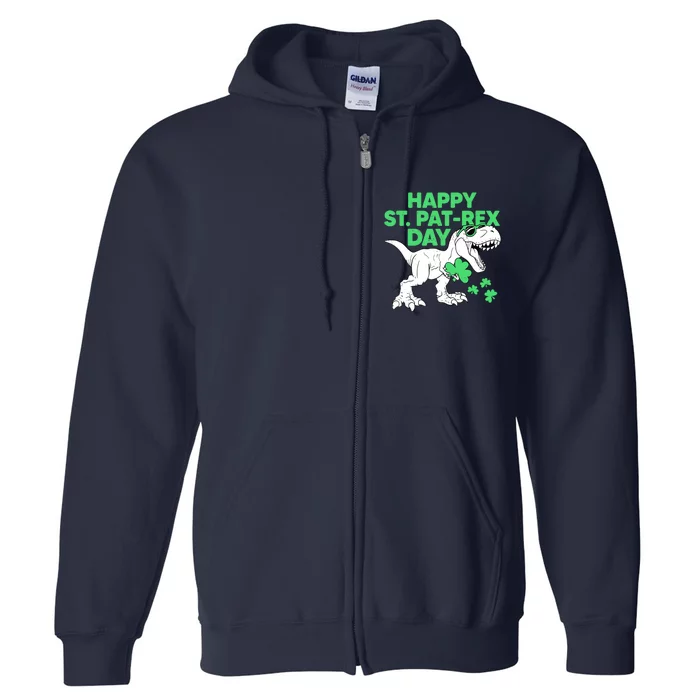 Happy St Pat Rex Day St Patricks Dinosaur Boy Full Zip Hoodie