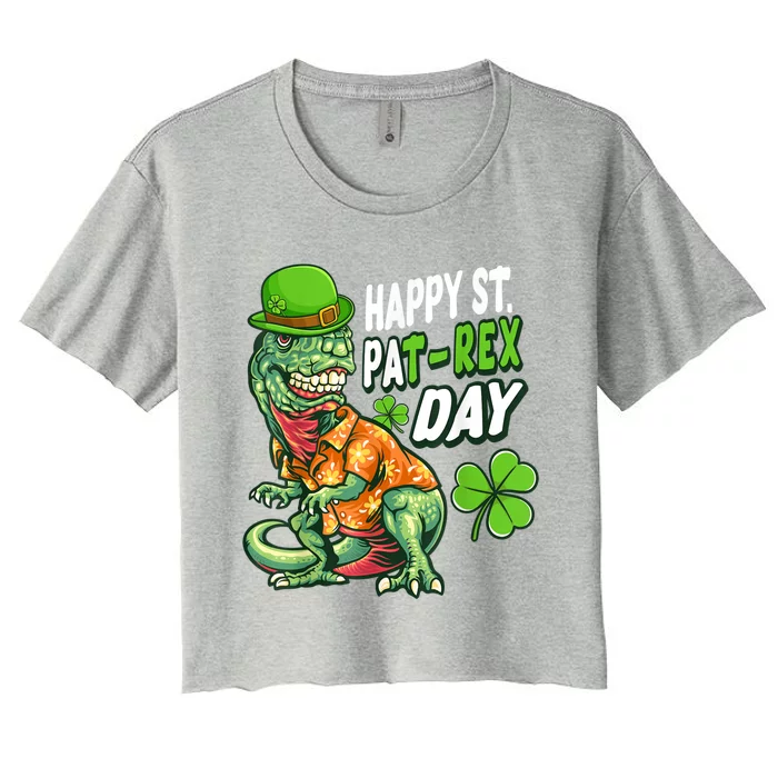 Happy St PaTRex Dinosaur Saint Patrick's Day Women's Crop Top Tee