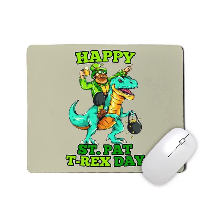 Happy St. PatRex Day Saint Patrick's Leprechaun Dinosaur Mousepad