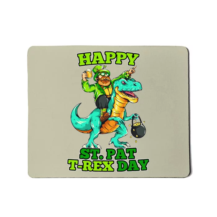 Happy St. PatRex Day Saint Patrick's Leprechaun Dinosaur Mousepad