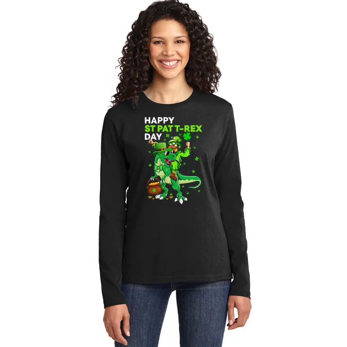 Happy St Pat Trex Day Dino St Patricks Day Ladies Long Sleeve Shirt