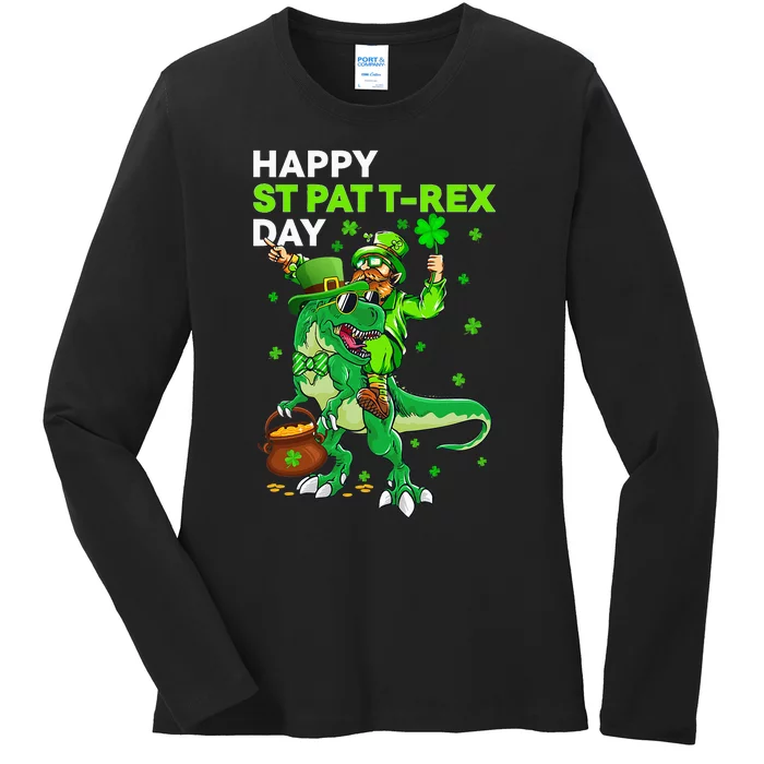 Happy St Pat Trex Day Dino St Patricks Day Ladies Long Sleeve Shirt