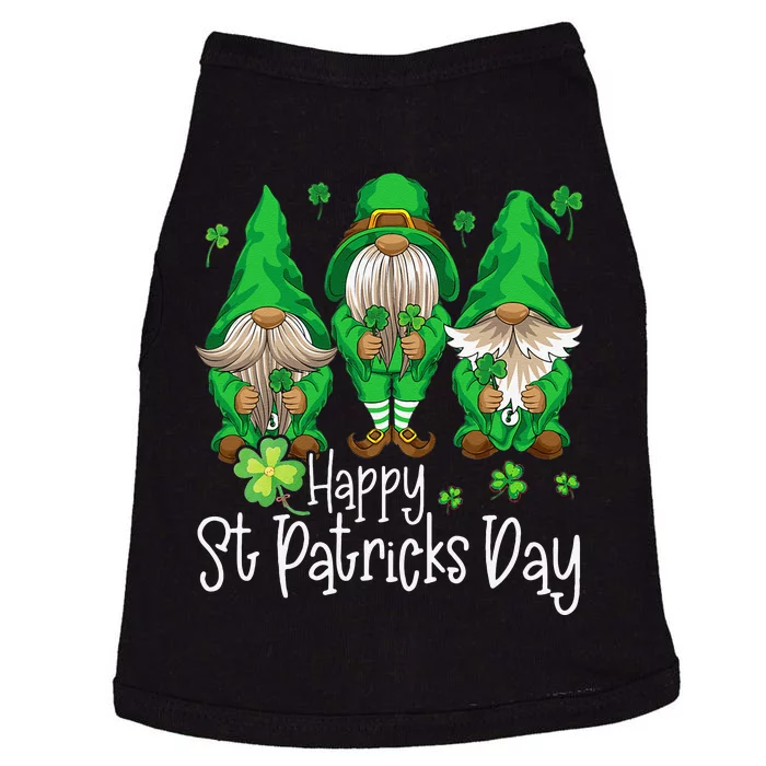 Happy St Patrick's Dayhree Gnomes Holding Shamrock Outfit Gift Doggie Tank