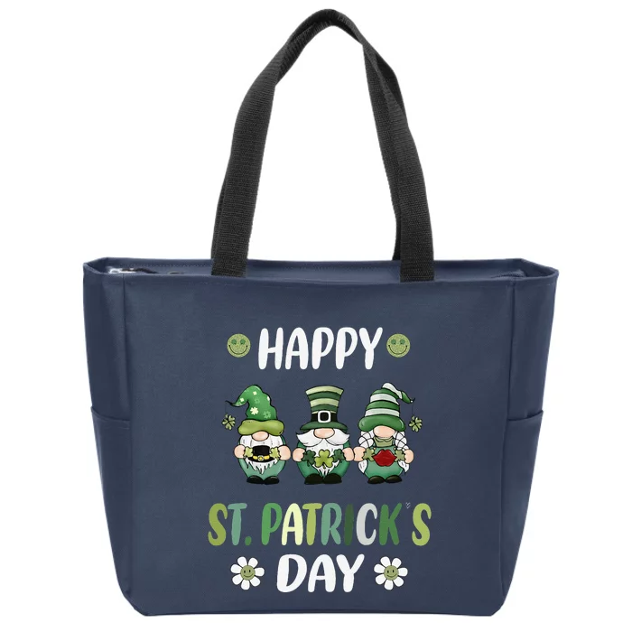 Happy St Patricks Day Gnomes Shamrock Boy Girl MOM DAD Zip Tote Bag