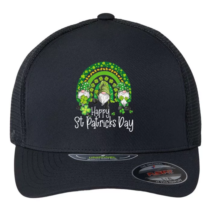 Happy St Patrick's Dayhree Gnomes Holding Shamrock Outfit Love Cute Flexfit Unipanel Trucker Cap