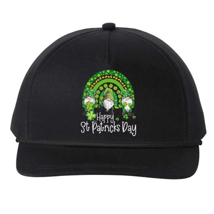 Happy St Patrick's Dayhree Gnomes Holding Shamrock Outfit Love Cute Snapback Five-Panel Rope Hat