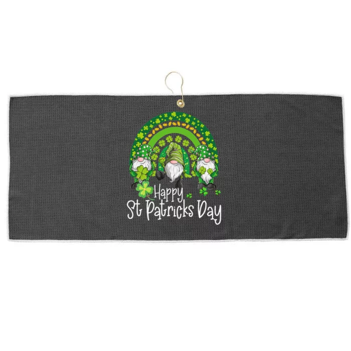 Happy St Patrick's Dayhree Gnomes Holding Shamrock Outfit Love Cute Large Microfiber Waffle Golf Towel