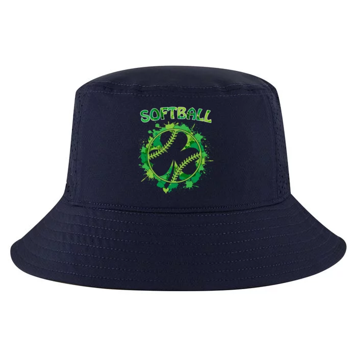 Happy St Patrick's Day Funny Gift Shamrock With Softball Sport Gift Cool Comfort Performance Bucket Hat