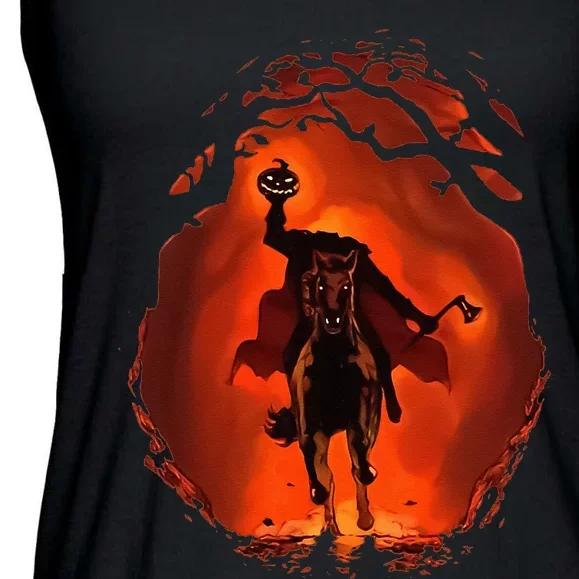 Halloween Scary Pumpkin Headless Horseman Ladies Essential Flowy Tank