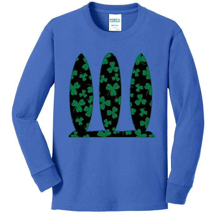 Hawaiian St Patrick Day Surfing Gift Cool Gift Kids Long Sleeve Shirt