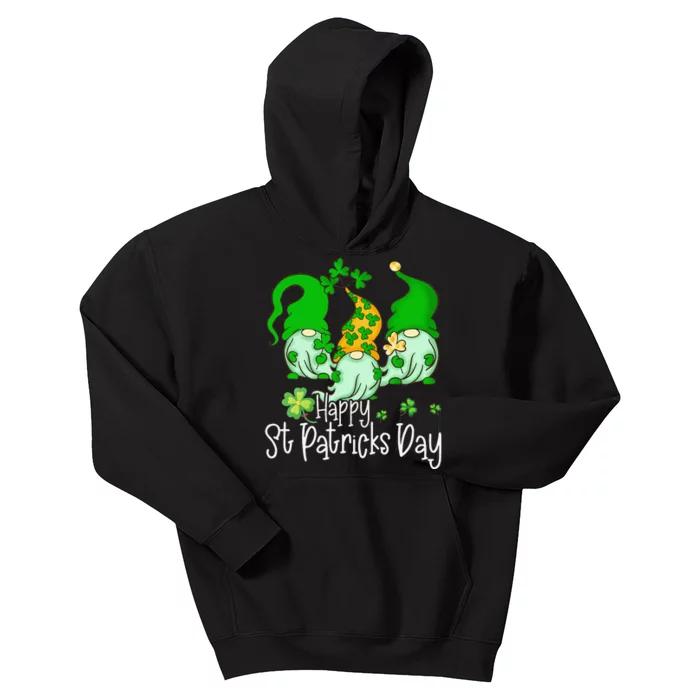 Happy St Patrick's Dayhree Gnomes Holding Shamrock Outfit Love Kids Hoodie