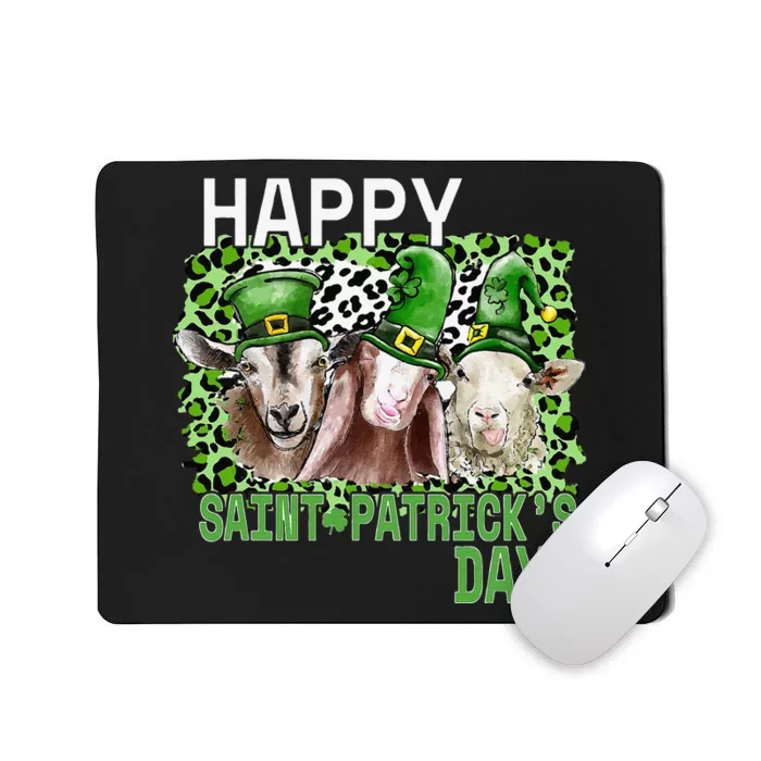 Happy Saint Patrick's Day Goats Leopard Pattern Mousepad