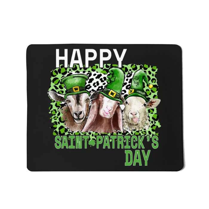 Happy Saint Patrick's Day Goats Leopard Pattern Mousepad