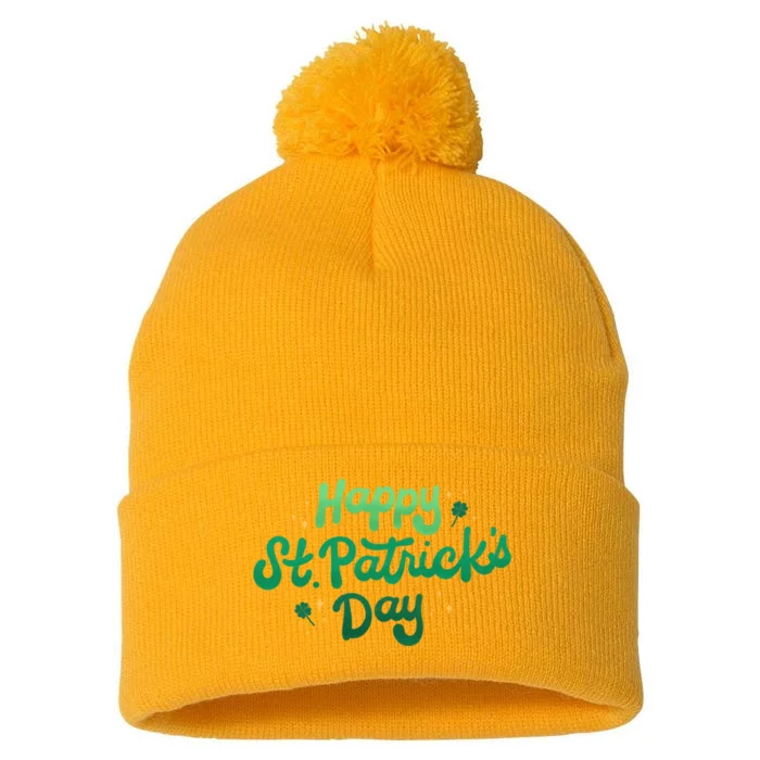 Happy St Patrick's Day Holiday Gift Pom Pom 12in Knit Beanie