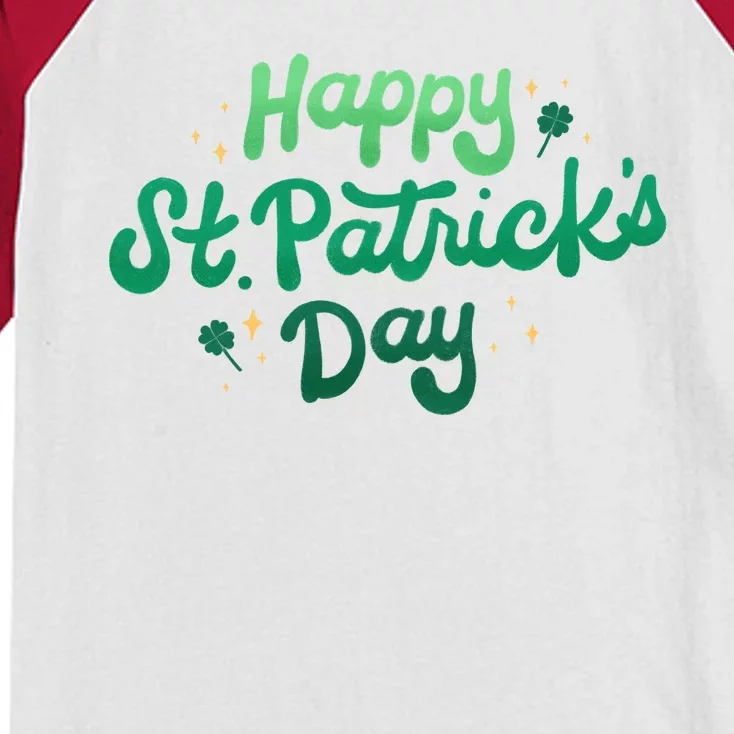 Happy St Patrick's Day Holiday Gift Kids Colorblock Raglan Jersey