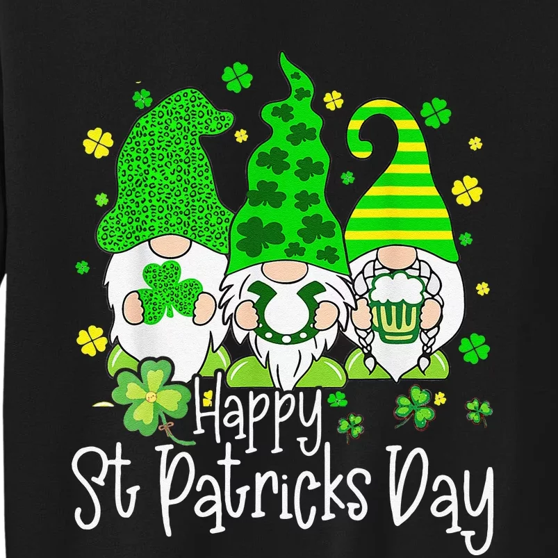 Happy St Patrick's Dayhree Gnomes Holding Shamrock Outfit Sweatshirt