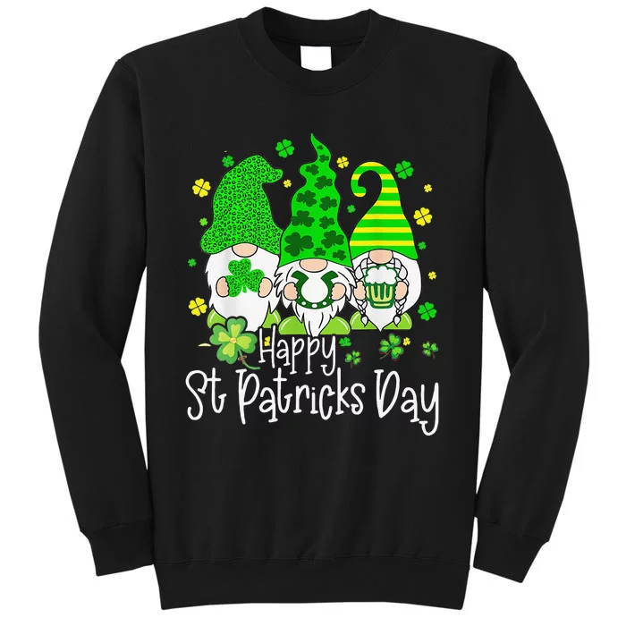 Happy St Patrick's Dayhree Gnomes Holding Shamrock Outfit Sweatshirt