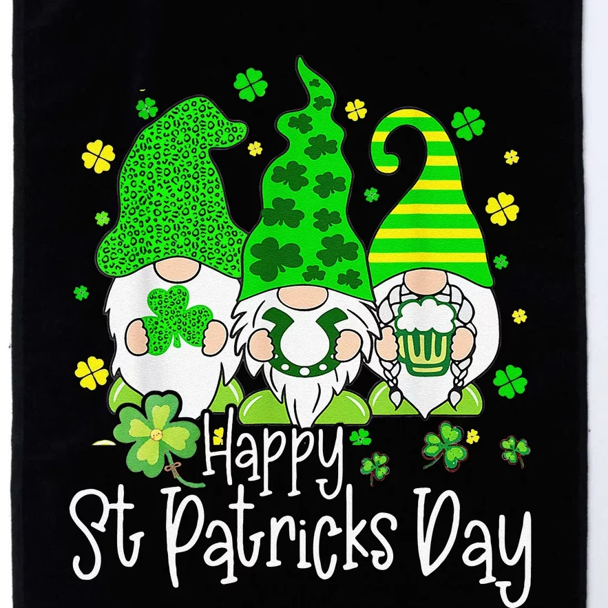 Happy St Patrick's Dayhree Gnomes Holding Shamrock Outfit Platinum Collection Golf Towel