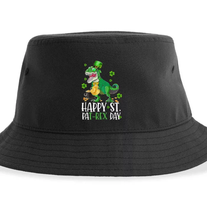 Happy St PaTRex Dinosaur Saint Patrick's Day Patrex Funny Sustainable Bucket Hat