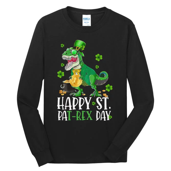 Happy St PaTRex Dinosaur Saint Patrick's Day Patrex Funny Tall Long Sleeve T-Shirt