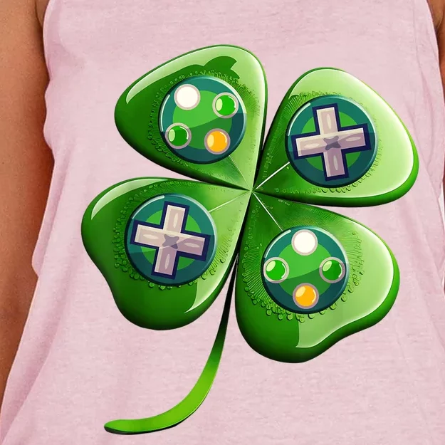 Happy St Patrick's Day Shamrock Video Gamer Gaming s Boys Women's Knotted Racerback Tank