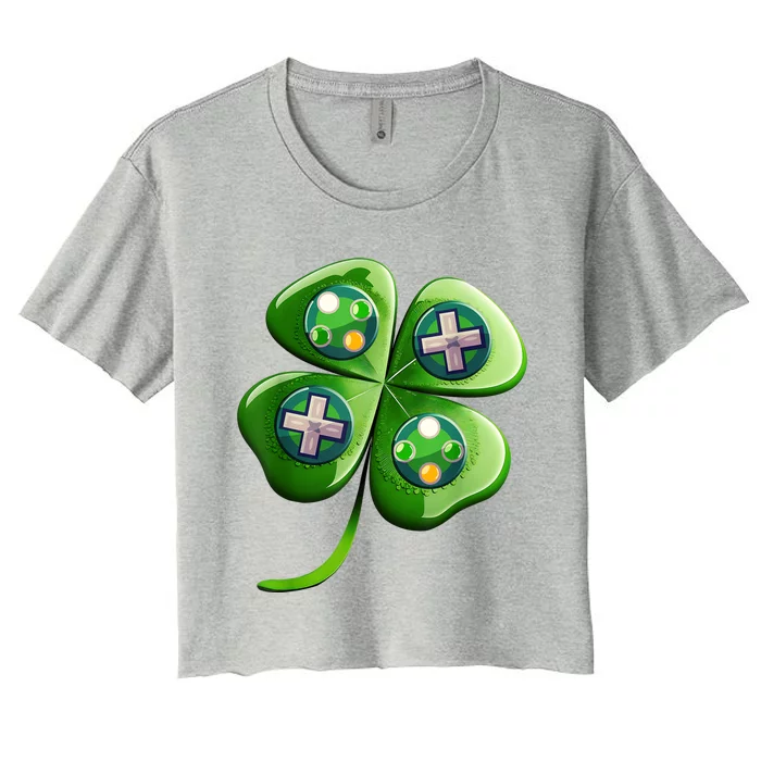 Happy St Patrick's Day Shamrock Video Gamer Gaming s Boys Women's Crop Top Tee