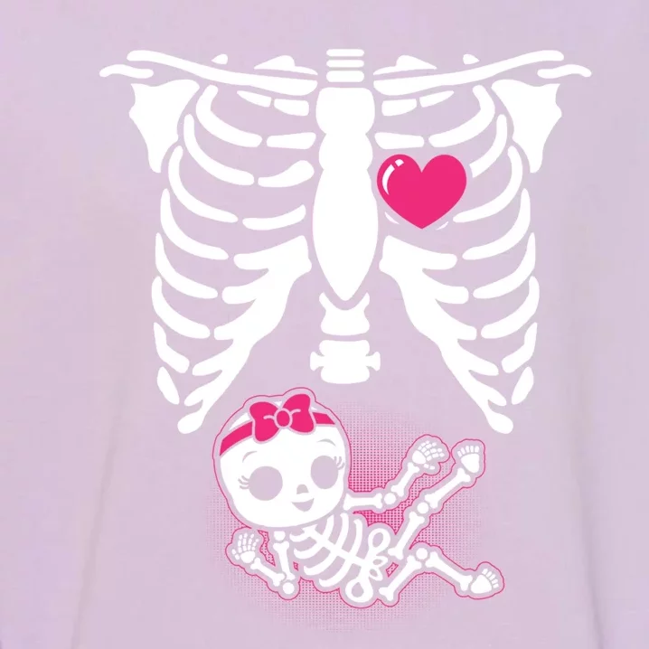 Halloween Skeleton Pregnancy Xray Funny Pregnant Great Gift Garment-Dyed Sweatshirt