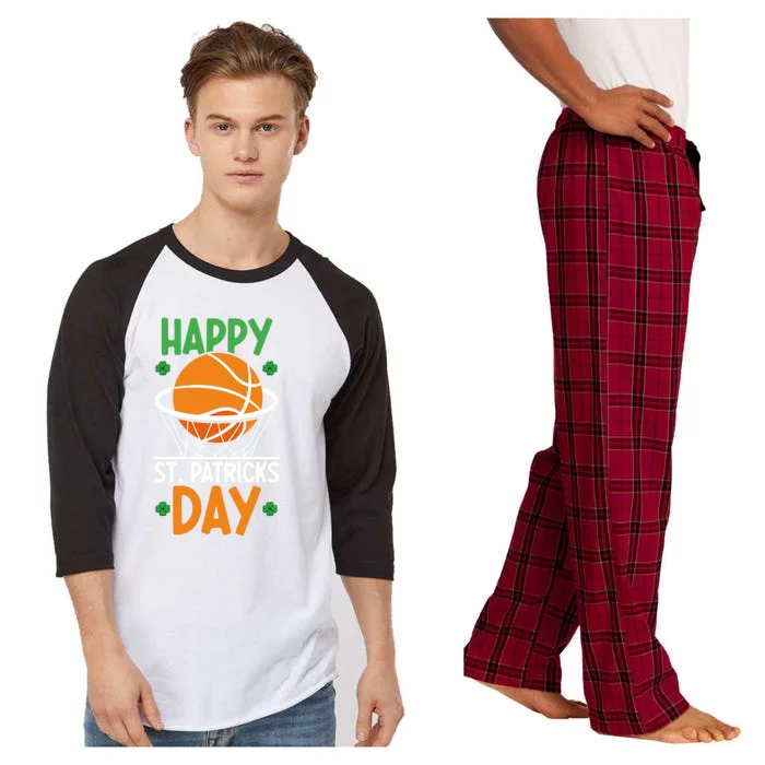 Happy St Patrick's Day St Patrick's Day Basketball Sport Fan Cool Gift Raglan Sleeve Pajama Set