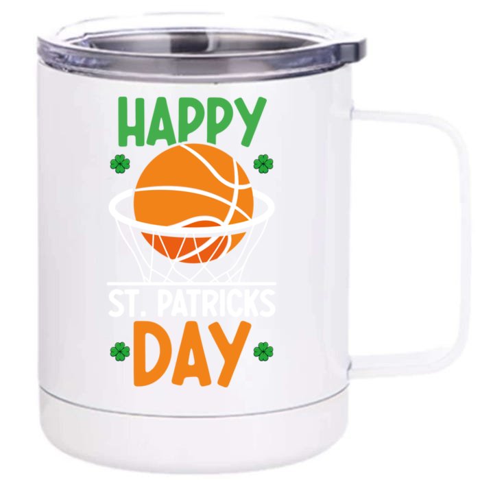 Happy St Patrick's Day St Patrick's Day Basketball Sport Fan Cool Gift Front & Back 12oz Stainless Steel Tumbler Cup