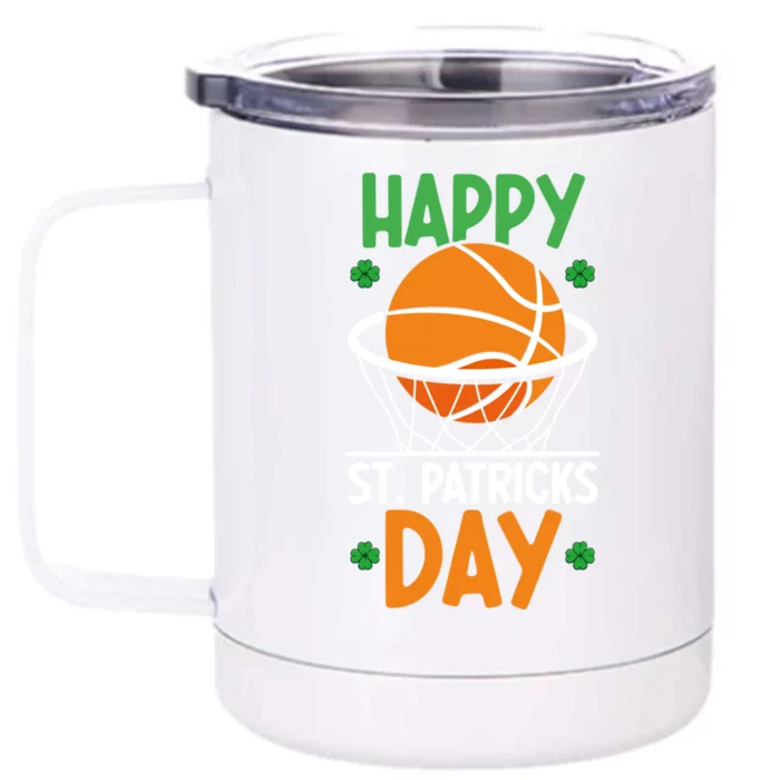 Happy St Patrick's Day St Patrick's Day Basketball Sport Fan Cool Gift Front & Back 12oz Stainless Steel Tumbler Cup