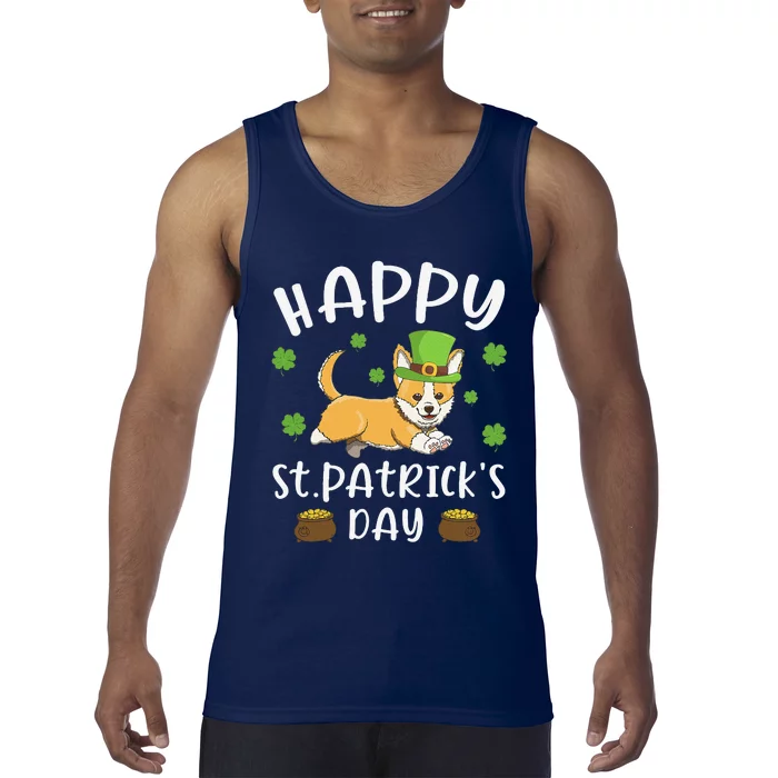 Happy St. Patrick's Day Funy Saint Patricks Corgi Dog Gift Tank Top