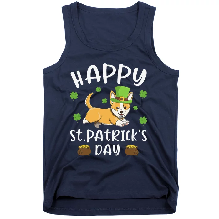 Happy St. Patrick's Day Funy Saint Patricks Corgi Dog Gift Tank Top