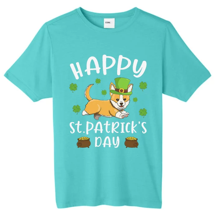 Happy St. Patrick's Day Funy Saint Patricks Corgi Dog Gift ChromaSoft Performance T-Shirt