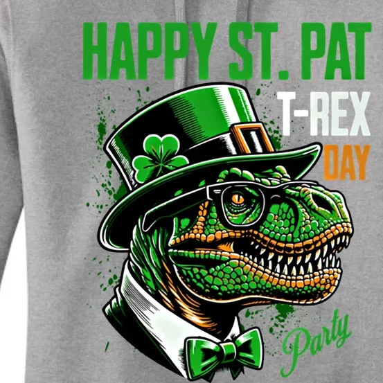 Happy St Pat Rex Day Dino St Patricks Day Women's Pullover Hoodie