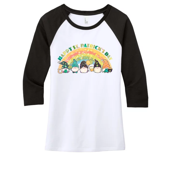 Happy St. PatrickS Day Leprechaun Gnomes Women's Tri-Blend 3/4-Sleeve Raglan Shirt