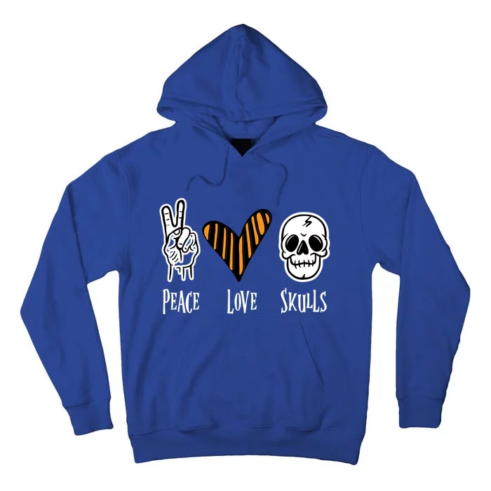 Halloween Skull Peace Love Skeleton Gift Tall Hoodie