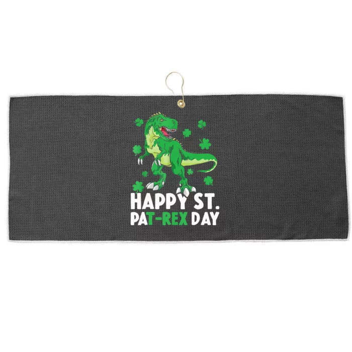 Happy St PaTRex Dinosaur Saint Patrick's Day Large Microfiber Waffle Golf Towel