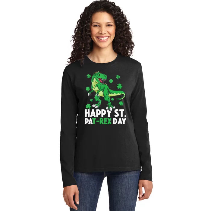 Happy St PaTRex Dinosaur Saint Patrick's Day Ladies Long Sleeve Shirt