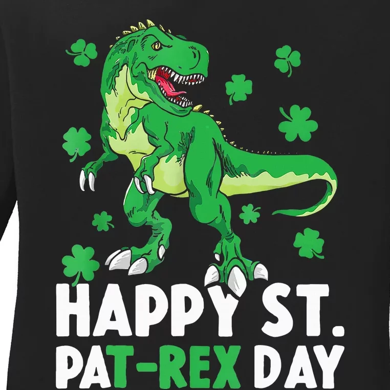 Happy St PaTRex Dinosaur Saint Patrick's Day Ladies Long Sleeve Shirt