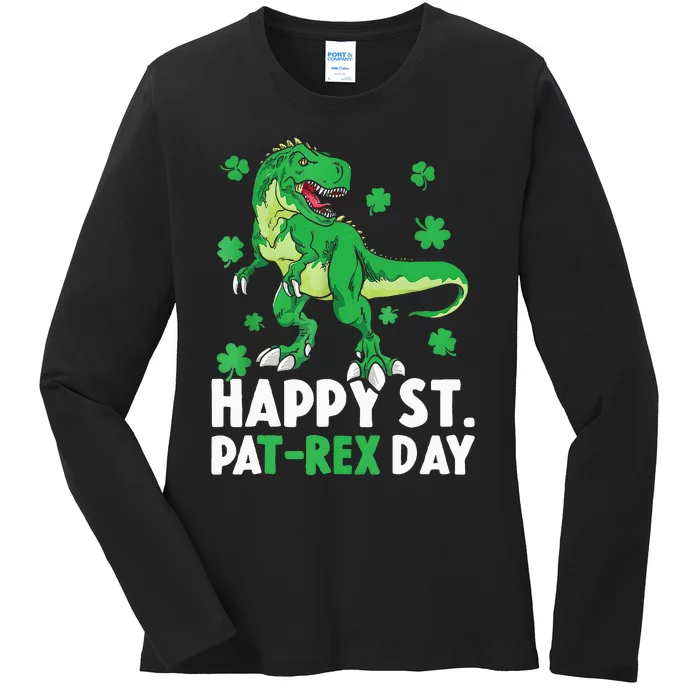 Happy St PaTRex Dinosaur Saint Patrick's Day Ladies Long Sleeve Shirt