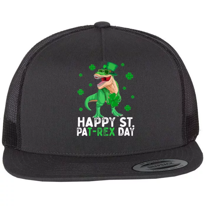 Happy St PaTRex Dinosaur Saint Patrick's Day For Boy Girl Flat Bill Trucker Hat