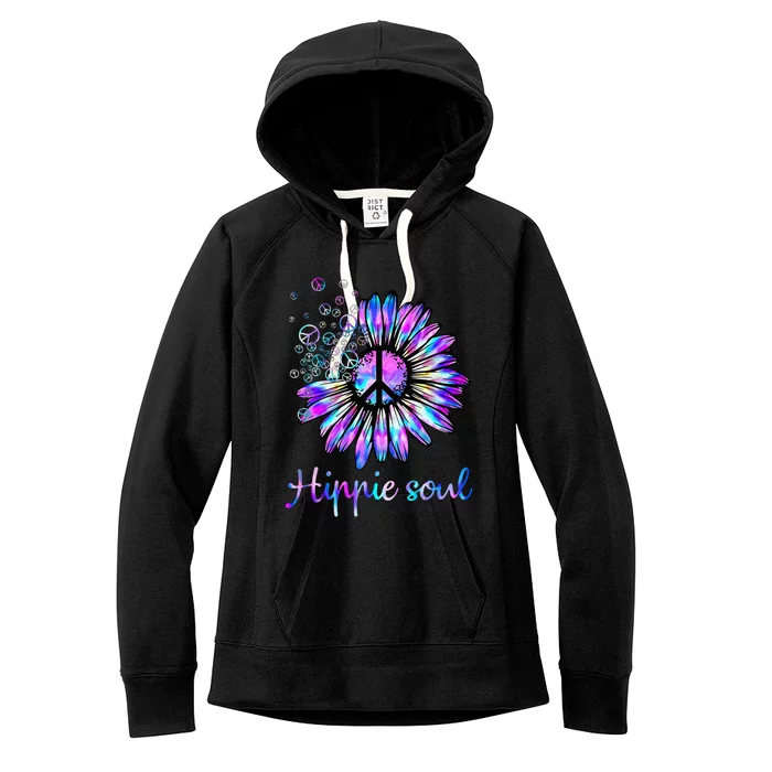 Hippie Soul Psychedelic Daisy Peace Sign Women's Fleece Hoodie