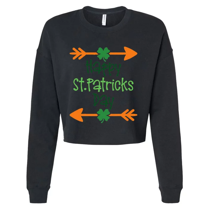 Happy Saint Patrick's Day Lucky Charmss Paddy's Day March 17 Happy Cute Cropped Pullover Crew