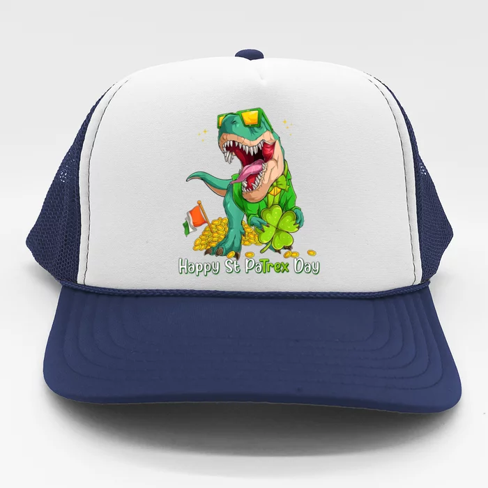 Happy St Pat Trex Day Dino Happy St Patrick's Day Toddler Boys Gift Trucker Hat