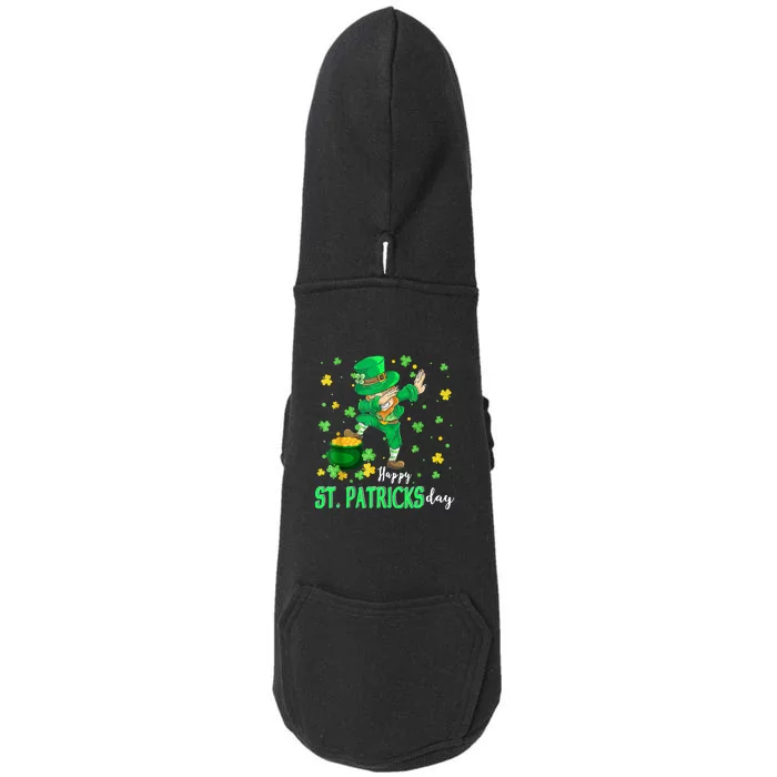 Happy St. Patrick Day Funny Dabbing Leprechaun Shamrock Doggie 3-End Fleece Hoodie