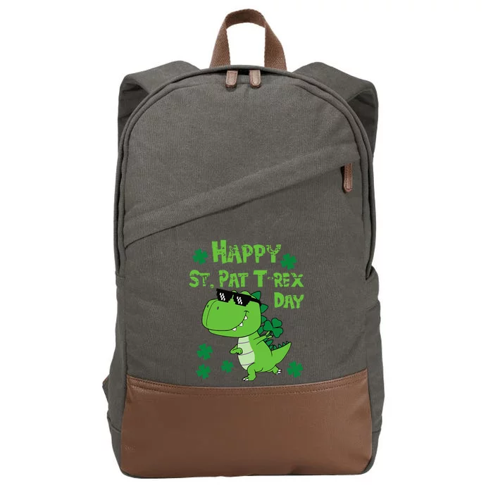 Happy St Pat Rex Dinosaur Saint Patrick'S Day Cotton Canvas Backpack