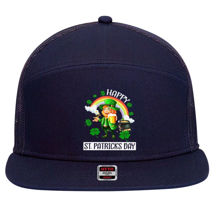 Happy St. Patrick's Day Saint Shenanigan Clover Irishman 7 Panel Mesh Trucker Snapback Hat