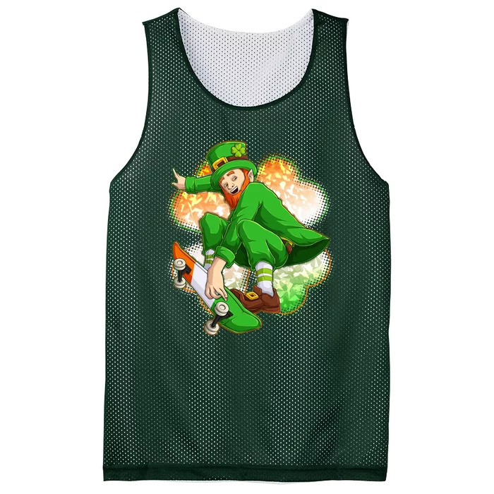 Happy St Patricks Day Skateboarding Leprechaun Mesh Reversible Basketball Jersey Tank